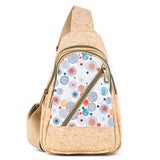 Cork Sling Bag with Printed Front Panel –-Lightweight Eco-Friendly Crossbody