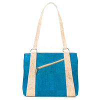 Cork Shoulder Bag with Double Zipper Pockets