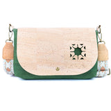 Cork Crossbody Bag with Interchangeable Charm – Natural & Yellow Vegan Shoulder Bagc