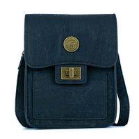Cork Crossbody Phone Bag – Natural & Black Cork | Vintage Twist Lock
