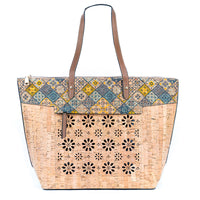 Eco-Friendly Tote Bag: Natural & Printed Cork with PU Handles (6 Designs) BAG-2332
