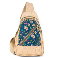 Cork Sling Bag with Printed Front Panel –-Lightweight Eco-Friendly Crossbody