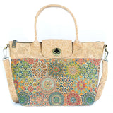 Cork Handbag –  Tile and Floral Pattern BAGD-611
