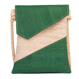 Cork Crossbody Bag with Geometric Color Block - Vegan Leather Shoulder Purse