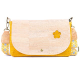 Cork Crossbody Bag with Interchangeable Charm – Natural & Yellow Vegan Shoulder Bagc