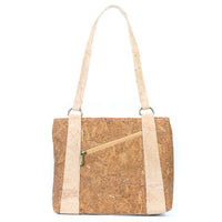 Cork Shoulder Bag with Double Zipper Pockets