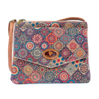 Floral Printed Cork Crossbody Purse for Women