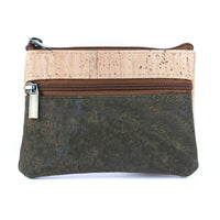 Minimalist Cork Coin Purse with Dual Zippers