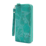 Turquoise Green Cork Wallet with Detachable Wrist Strap