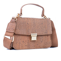 Chic Natural Cork Crossbody Bag with Gold Clasp