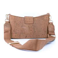 Chic Cork Crossbody Bag with Gold Clasp & Adjustable Cotton Strap