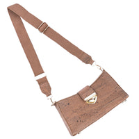 Chic Cork Crossbody Bag with Gold Clasp & Adjustable Cotton Strap