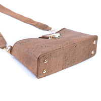 Chic Cork Crossbody Bag with Gold Clasp & Adjustable Cotton Strap