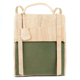 Eco-Friendly Cork and Green Canvas Backpack for Women