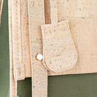 Eco-Friendly Cork and Green Canvas Backpack for Women