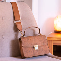 Chic Natural Cork Crossbody Bag with Gold Clasp