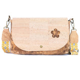 Cork Crossbody Bag with Interchangeable Charm – Natural & Yellow Vegan Shoulder Bagc