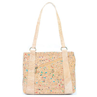 Cork Shoulder Bag with Double Zipper Pockets