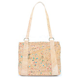 Cork Shoulder Bag with Double Zipper Pockets