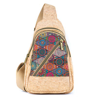 Cork Sling Bag with Printed Front Panel –-Lightweight Eco-Friendly Crossbody
