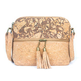 Tassel Zip Pocket Women’s Cork Crossbody Bag – Coffee Bean Infused