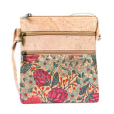 Sustainable Statement Piece: Floral Double-Zip Cork Crossbody