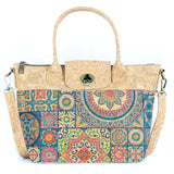 Cork Handbag –  Tile and Floral Pattern BAGD-611