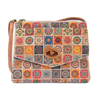 Floral Printed Cork Crossbody Purse for Women