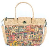 Cork Handbag –  Tile and Floral Pattern BAGD-611