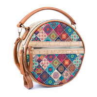 Printed Cork Round Crossbody Bag for Women  BAGD-584