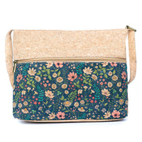 Women's cork crossbody bag - flowers pattern