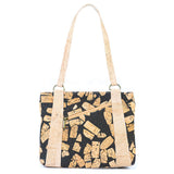 Cork Shoulder Bag with Double Zipper Pockets