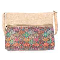 Women's cork crossbody bag - mosaic pattern