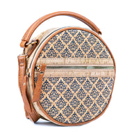 Printed Cork Round Crossbody Bag for Women  BAGD-584