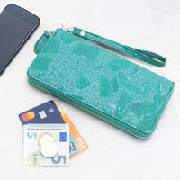 Turquoise Green Cork Wallet with Detachable Wrist Strap