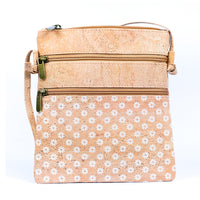 Sustainable Statement Piece: Floral Double-Zip Cork Crossbody