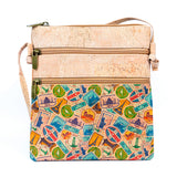 Sustainable Statement Piece: Floral Double-Zip Cork Crossbody