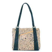 Cork Shoulder Bag with Double Zipper Pockets