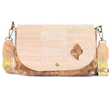 Cork Crossbody Bag with Interchangeable Charm – Natural & Yellow Vegan Shoulder Bagc
