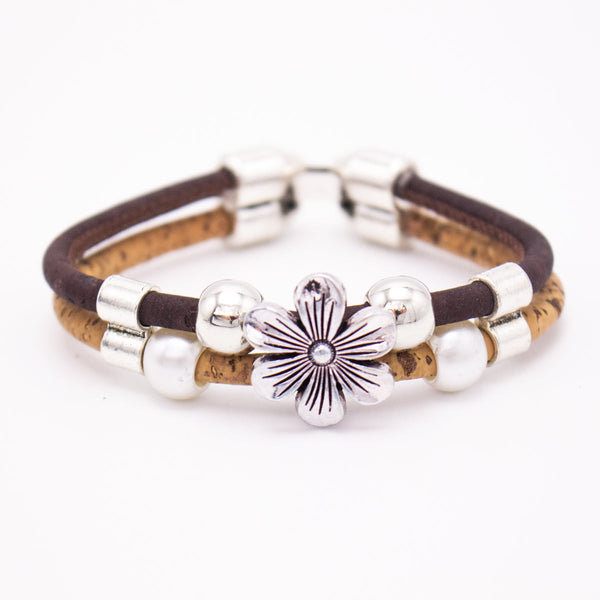 Flower charm Cork jewelry set SET-029
