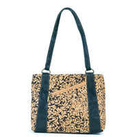 Cork Shoulder Bag with Double Zipper Pockets