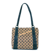 Cork Shoulder Bag with Double Zipper Pockets