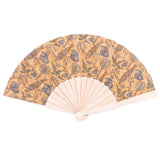 Antique Style Cork Wooden Folding Hand Fan with Gift Box