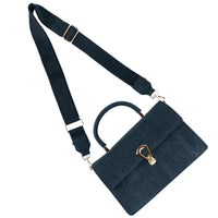 Elegant Black Cork Crossbody Bag with Gold Buckle