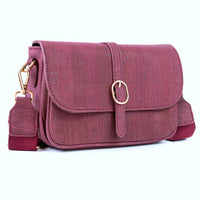 Elegant Cork Crossbody Bag for Women – Vibrant Red & Natural Shades