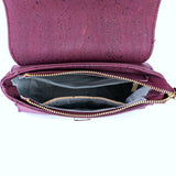 Eco-Chic Maroon Cork Crossbody Bag with Golden Lock