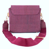 Eco-Chic Maroon Cork Crossbody Bag with Golden Lock