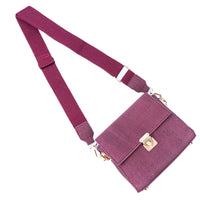 Eco-Chic Maroon Cork Crossbody Bag with Golden Lock