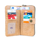 Patchwork-Stitched Printed Cork Long Wallet