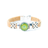 10mm Cork Bracelet with Mandala Geometric Pattern